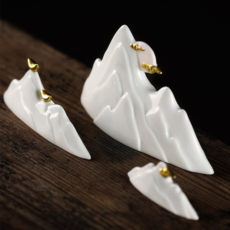 新中式陶瓷假山摆件家居客厅沙盘微景观鱼缸造景禅意摆设书房笔架