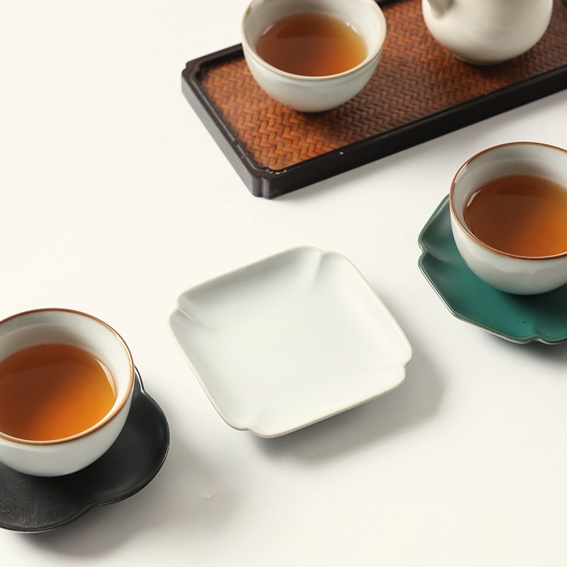 日式垫子家用陶瓷茶杯托杯垫汝窑茶桌隔热小餐垫功夫茶具配件茶道