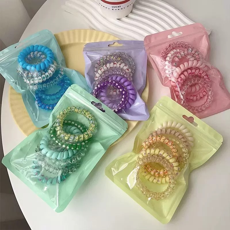 甜妹糖果色渐变电话线发圈不伤发