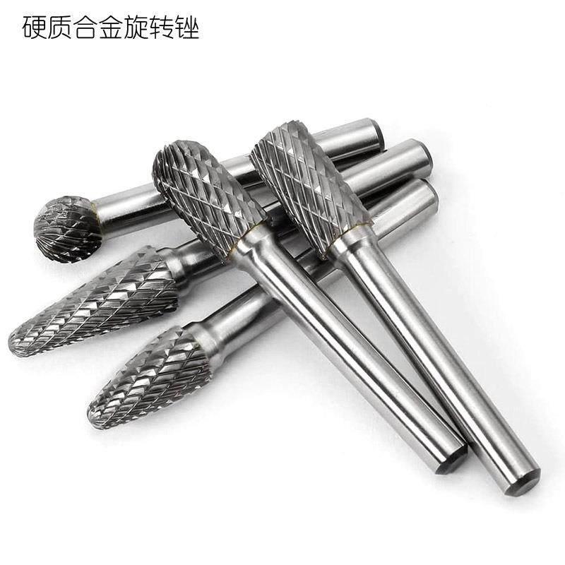 硬质合金锉双0旋支装纹钨钢KZK打磨头6柄双槽转1锉铣刀雕刻电磨锉