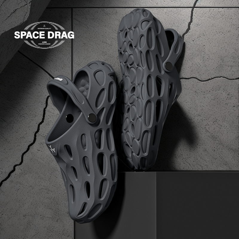 太空拖男士包头拖夏季户外运动防滑透气厚底踩屎感轻便沙滩洞洞鞋