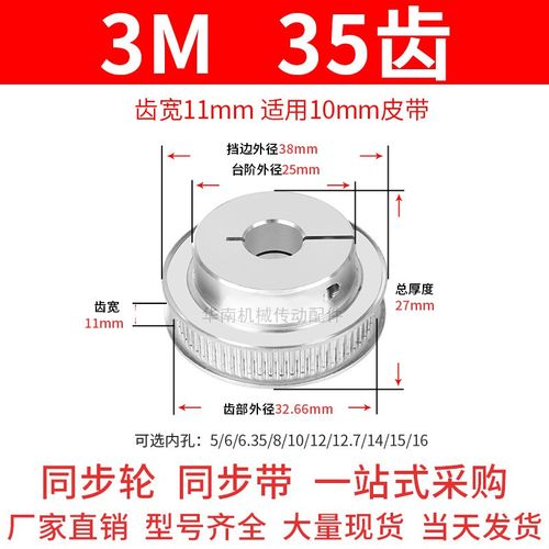夹紧型同步轮3M35齿宽11内孔5 6.35 8 10 12 15抱紧HTCPA同步带轮
