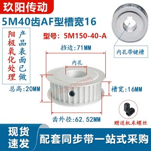 P带宽15mm铝合金同步皮带轮 同步轮现货5M40齿AF两平面5M150