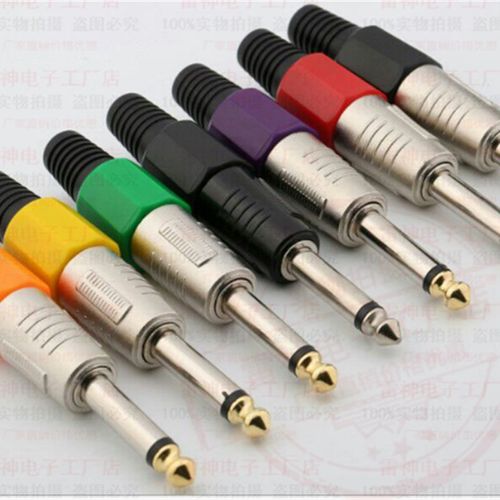 6.3mm插头瑞式6.5大二芯带色圈音响音箱频麦克风线话筒插头6.35mm