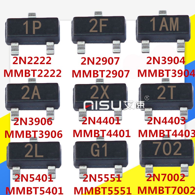 三极管2N2222/MMBT2907/3904/3906 丝印1P/2F/1AM/2A 封装SOT23