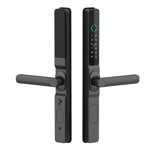 断桥铝指纹锁户外庭院门防水密码锁肯德基铝合金窄边玻璃门智能锁