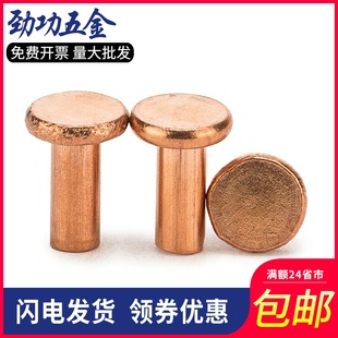 紫铜平头实心铆钉纯铜实心铆钉平头紫铜铆钉M2M2.5M3M4M5M6M8