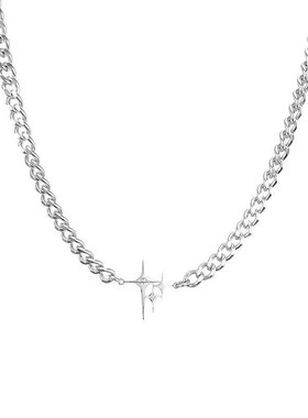 王嘉尔项链星芒百搭古巴吊坠设计小众高级感嘻哈痞帅钛钢男士配饰