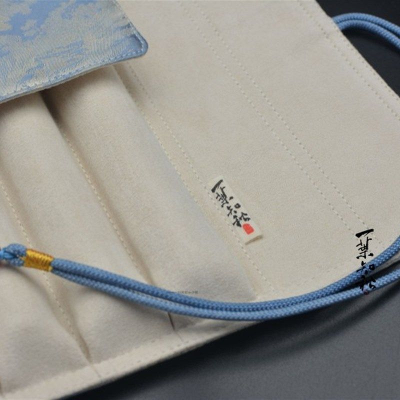 包邮一叶知秋手作 笔帘 【宋锦-山河】手工布艺 钢笔收纳笔袋笔包,文具电教/文化用品/商务用品,笔袋,淘宝优惠券,粉丝福利购,淘宝优惠卷