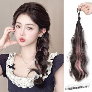 假发辫子彩色麻花辫编发神器挑染发束多巴胺侧马尾增发量长辫发饰