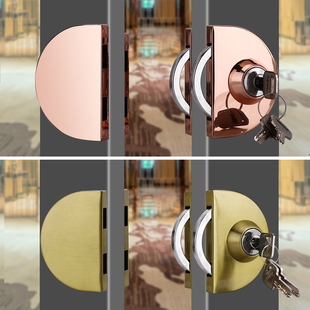 有框玻璃门锁带框铝合金门推拉移门锁不锈钢玫瑰金黑色钛金木门锁