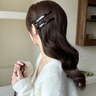 大号长款豹纹鸭嘴夹发夹女洗脸化妆侧边夹发量多定型夹刘海一字夹