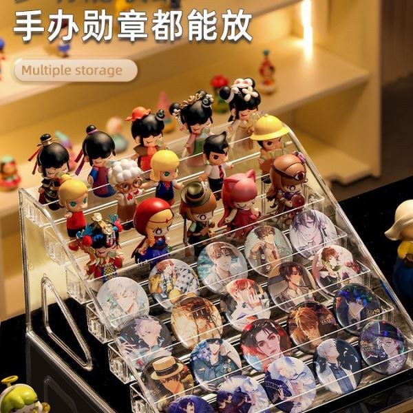 吧唧展示架收纳盒谷子徽章色纸周边置物架亚克力桌面立牌75mm摆件