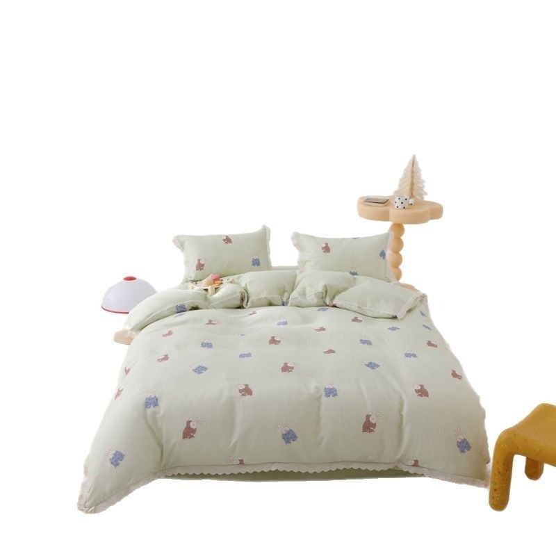 韩版小清新儿童竹棉双层纱床上用品花边被套透气软糯亲肤学生宿舍,床上用品,床品套件/四件套/多件套,淘宝优惠券,粉丝福利购,淘宝优惠卷