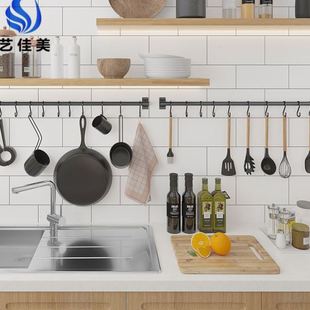 免打孔多功能墙壁挂架家用厨具用品白色收纳置物架 厨房挂钩壁挂式
