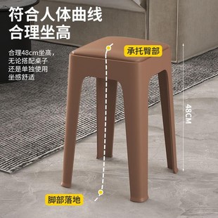 进口品质塑料凳子家用加厚大人结实客厅餐桌吃饭防滑凳可叠放简约