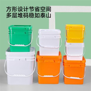 桶打包桶可坐钓鱼桶家用储物桶 5L升加厚塑料桶正方形桶带盖包装