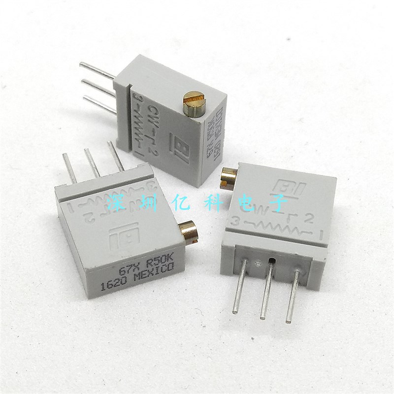 进口美国BI精密多圈可调电位器/电阻67XR50KLF 50K 67X 3296X侧调