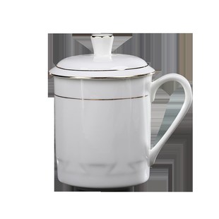 陶瓷带盖茶杯骨瓷水杯办公杯景德镇瓷器杯子家用大水杯定制会议杯