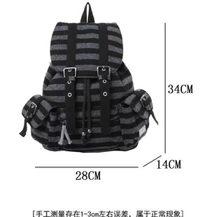 韩国小众品牌女士高级感机能风复古条纹大容量休闲背包书包