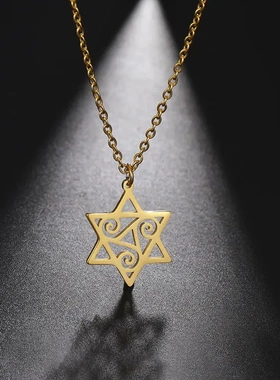 速卖通热销时尚ol风镂空不规则卷曲吊坠304不锈钢项链