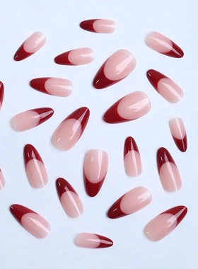 新款红色法式穿戴甲可拆卸假指甲工厂成品fae nai