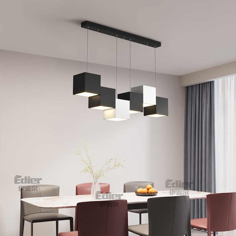 新款北欧极简餐厅吊灯简约现代吧台餐桌灯设计师创意魔术方盒吊灯