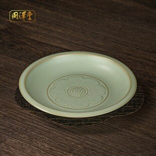 汝窑干泡台小号茶盘陶瓷手工养壶茶承托家用景德镇汝瓷复古礼盒