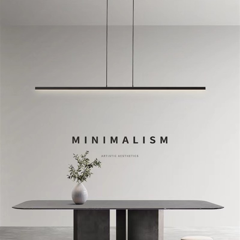 意式极简 升降餐厅吊灯现代简约一字长条led设计吧台岛台餐桌吊灯