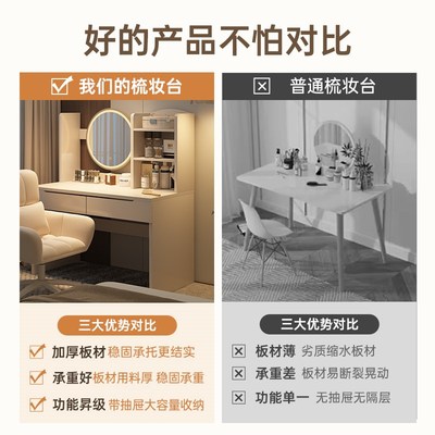 梳妆台卧室现代简约小型化妆台镜小户型化妆柜主卧网红少女化妆桌