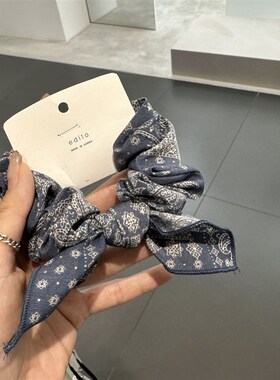 450911韩国东大门edito复古花纹蝴蝶结百搭肠圈发绳