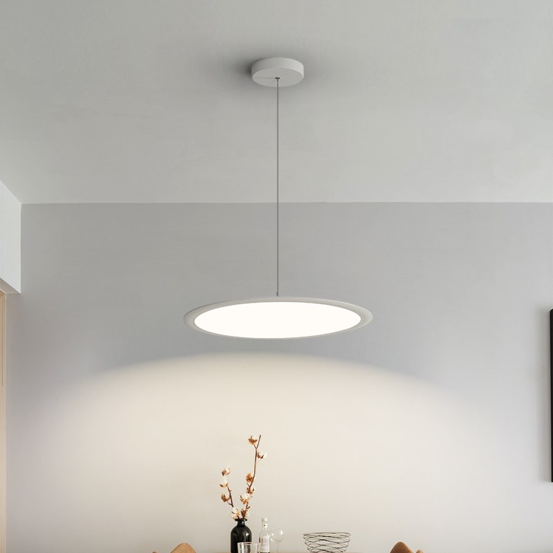 餐厅吊灯现代简约极简创意超薄圆形吧台餐桌吊灯led北欧中山灯具