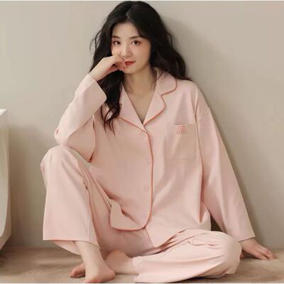 纯棉睡衣男女款春秋季长袖秋款新款夏款家居服套dl