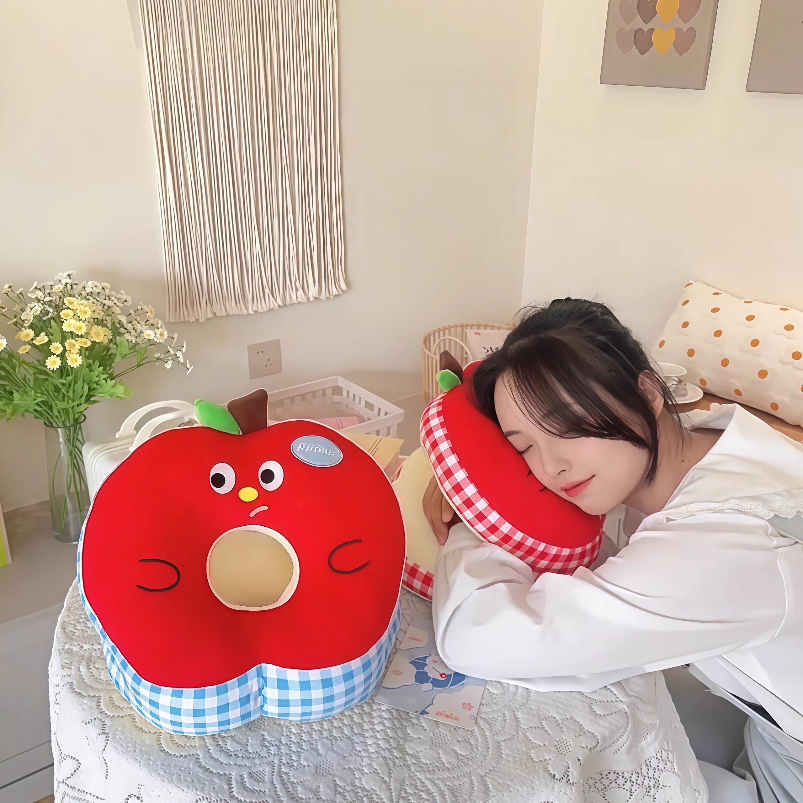 可爱苹果双面趴睡枕趴趴枕学生上班族午休午睡透气孔枕头面枕女生,居家布艺,午睡枕,淘宝优惠券,粉丝福利购,淘宝优惠卷