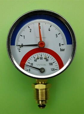 压力表 带温度计 直径80mm 压力0-6bar 温度0-120 温度带压力