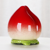 陶瓷寿桃摆件生日祝寿礼品贺寿礼物蟠桃新房客厅玄关装 饰祝福摆设