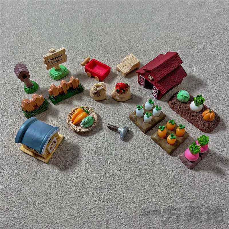 场景模型仿真微缩迷你小菜地栅栏粮仓微景沙盘道具造景装饰摆件