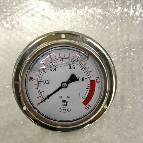 轴向带边耐震压力表 YN-100F-ZT 轴向螺纹在背后中心位置 100mm