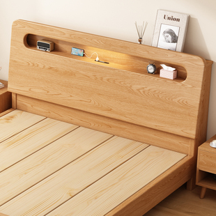 2026新款全实木床1米8双人床置物床家用主卧大床小户型1米5单人床