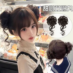龙须丸子头假发发圈气质蓬松自然花苞头仿真发女懒人神器盘发长须