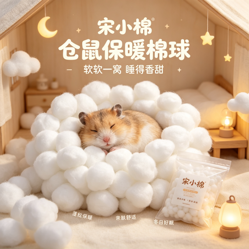 宋小棉仓鼠保暖棉球柔软窝垫料冬日好眠舒适宠物窝垫填充玩具纯棉