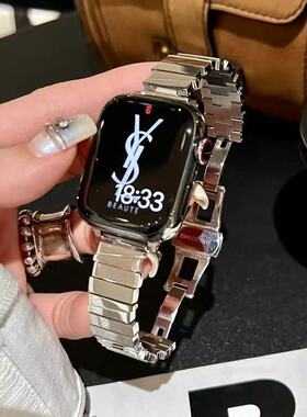 适用iwatch10表带S9不规则金属S8/7创意SE456高级感腕带女小香风