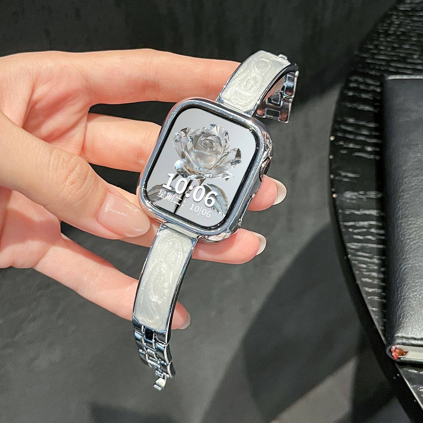 金属鎏金 适用苹果iwatchs10手表带s9/8/7/6/5/4/3/2/se高级腕带