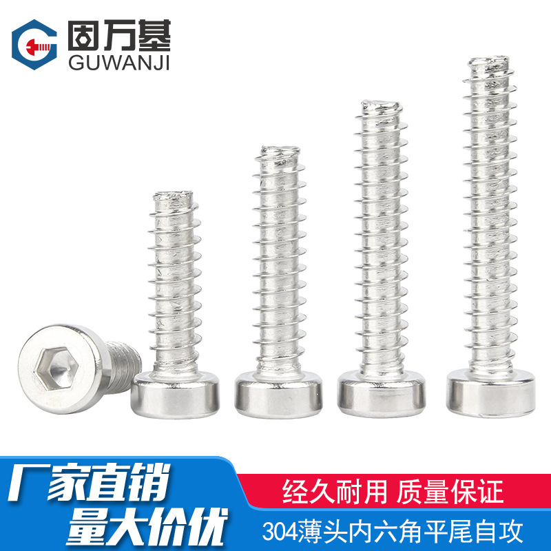 304不锈钢薄头内六角平尾自攻螺丝HB圆柱头杯头螺钉M2M3.5M4M5M6