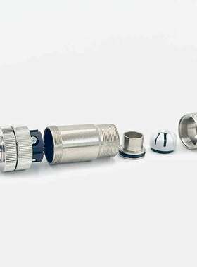 M12金属连接器以太网接头profinet航空防水屏蔽插头4芯5芯8芯12芯
