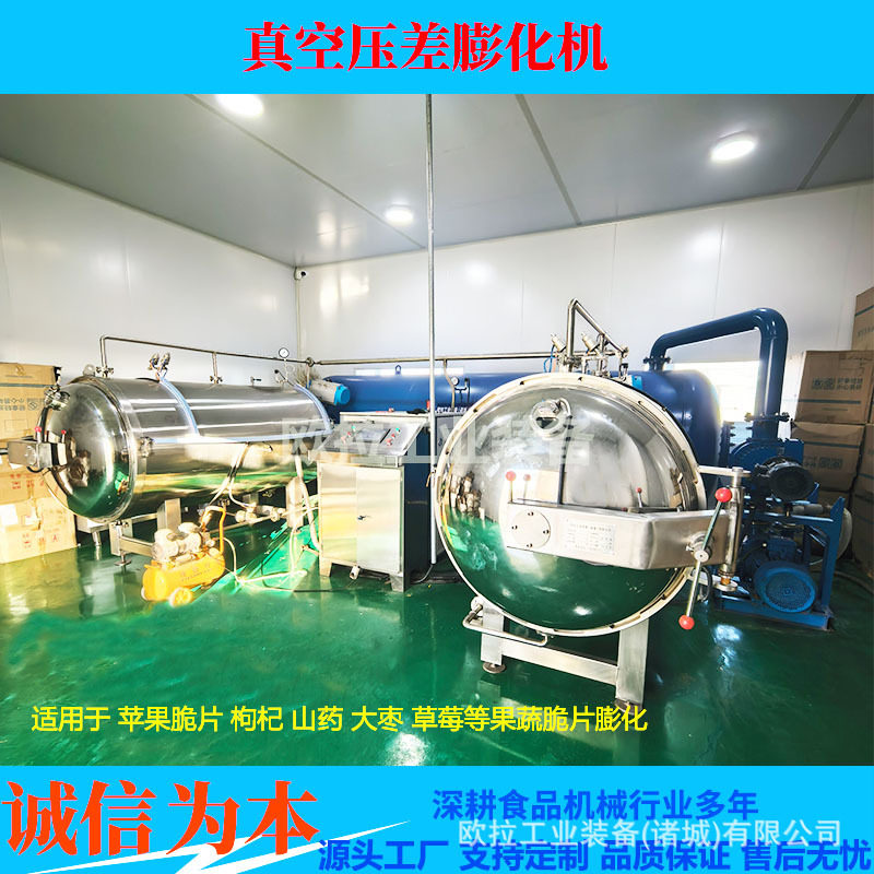 山楂真空膨化罐胡萝卜脆片真空膨化机全自动真空苹果片干燥设备