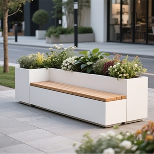 户外不锈钢花箱坐凳组合售楼部阳台花池道路绿化隔断花坛种植花架