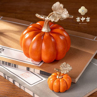 吉中吉·铜《瓜瓞绵绵》桌面摆件新中式入户玄关客厅置物架装饰品