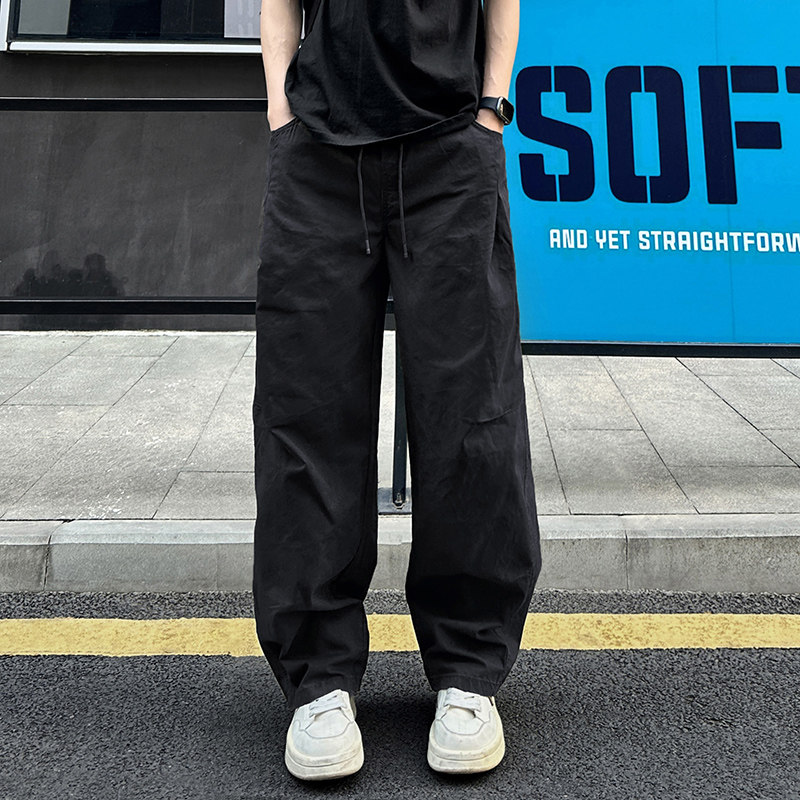QUALCOMM黑色秋冬cleanfit伞兵裤男美式百搭宽松直筒阔腿休闲裤