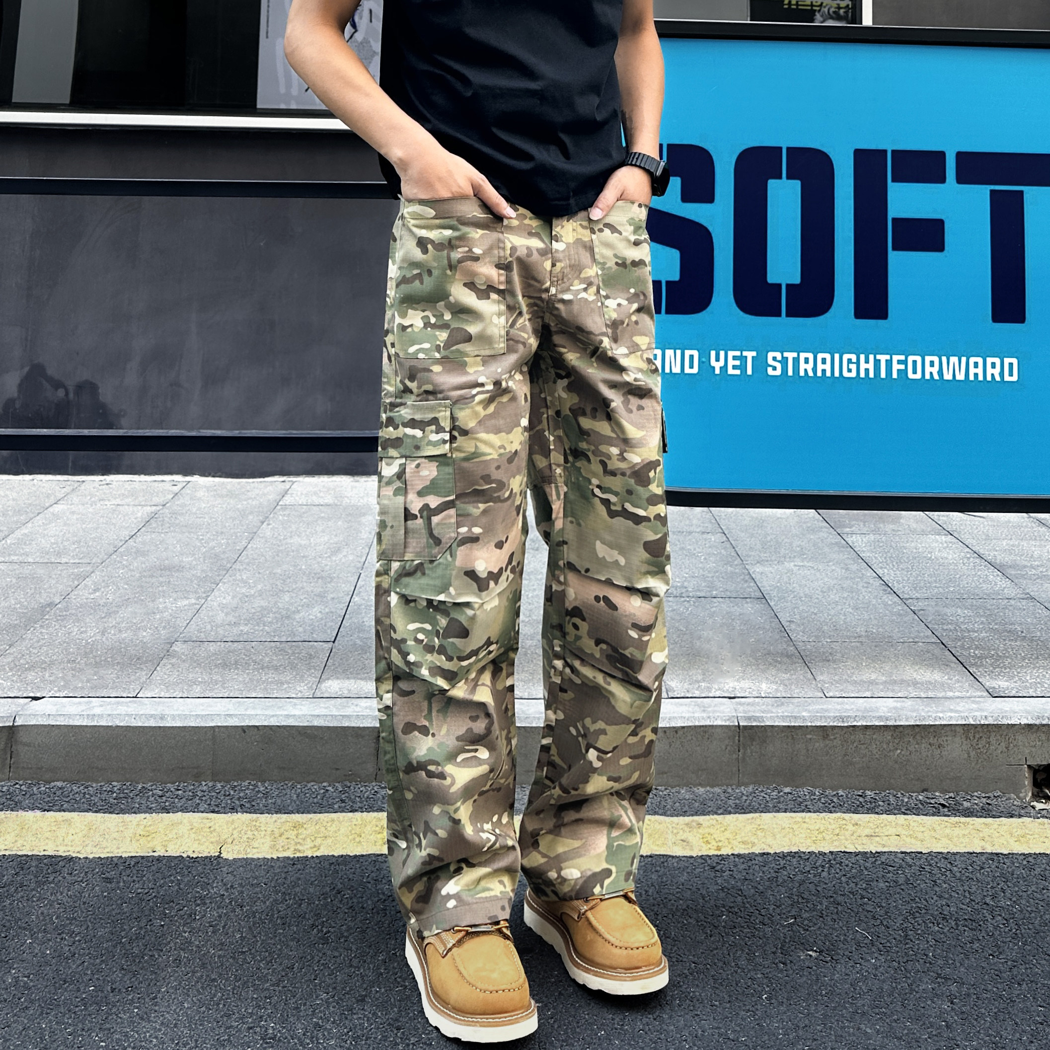 QUALCOMM重工大口袋伞兵工装裤